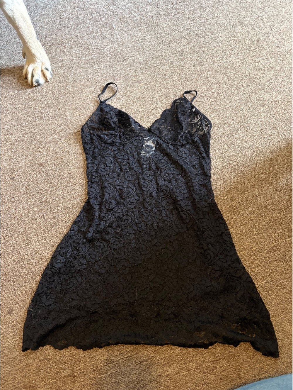 Okay Black Lace Slip Dress Size M lingerie sheer cami whimsy goth fairy hallowee